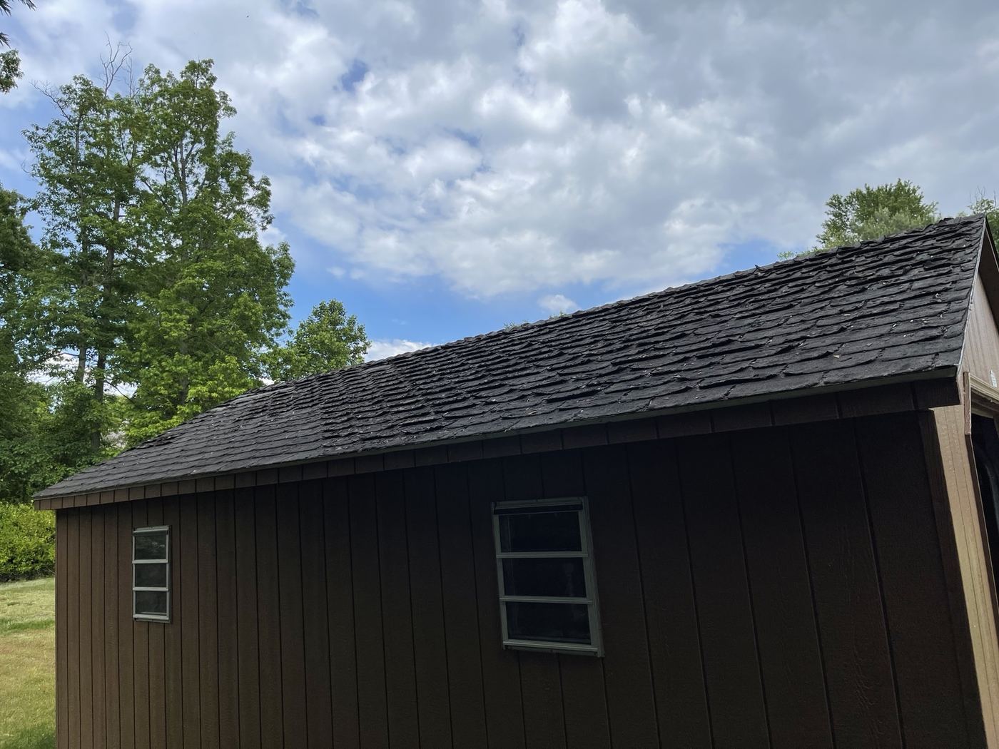 Gable siding before exterior repair