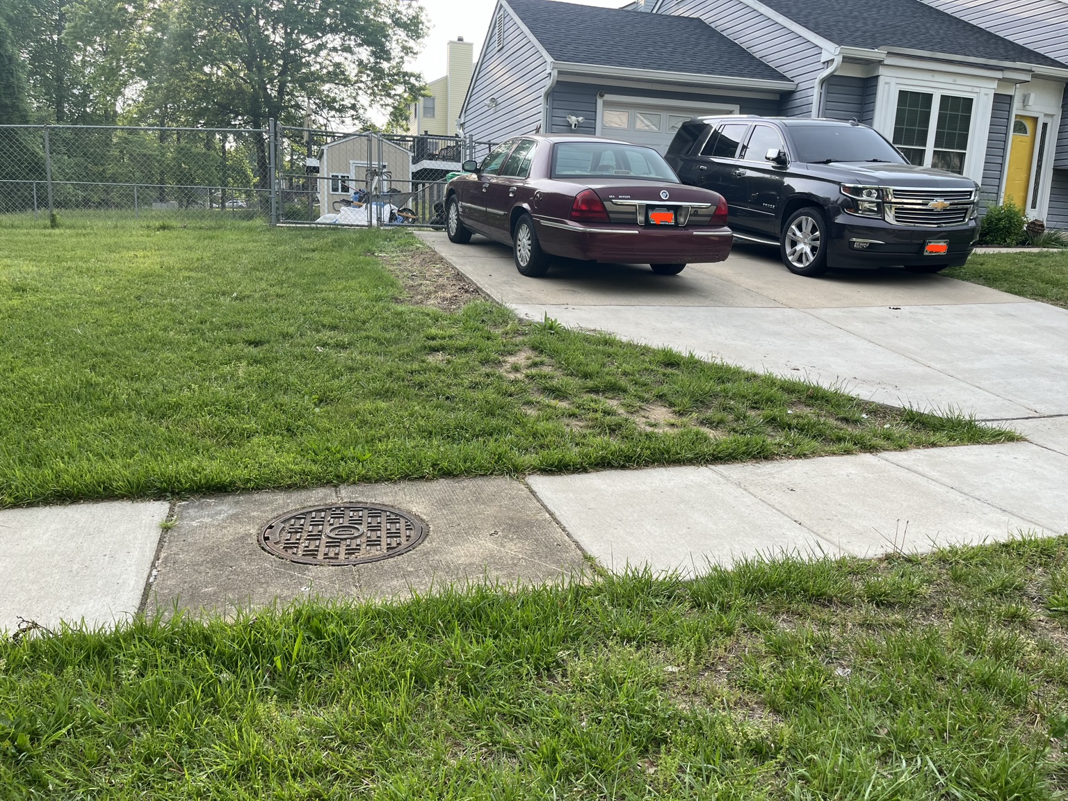 Side yard before gravel parking expansion